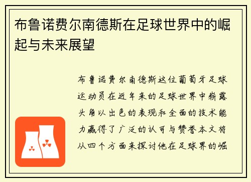 布鲁诺费尔南德斯在足球世界中的崛起与未来展望